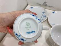 ◆【未使用】ロイヤルコペンハーゲン Royal Copenhagen ブルーパルメッテ カップ＆プレート ペア 箱付き_画像6