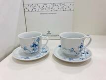 ◆【未使用】ロイヤルコペンハーゲン Royal Copenhagen ブルーパルメッテ カップ＆プレート ペア 箱付き_画像1