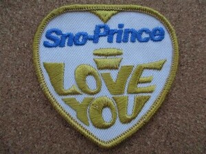 80s ハート型 I LOVE YOU SNO PRINCE ビンテージ 刺繍 ワッペン アメリカ USA パッチ/SKI スキー スノーモービル 雪 レース