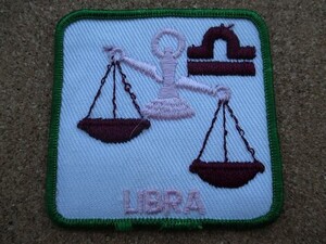 70s LIBRA てんびん座 天秤宮 星座 ビンテージ 刺繍 ワッペン/ アメリカ USA パッチ 誕生日 占い タロットB