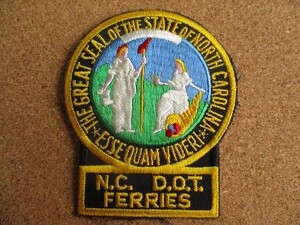 80s N.C D.O.T FERRIES ノース・カロライナ フェリー 旅客 船 ボート /海上 海US ARMY NAVY ビンテージ 刺繍 ワッペン アメリカ USA パッチ