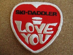 80s I LOVE YOU 『SKI-DADDLER』ハート 愛 ビンテージ 刺繍 ワッペン アメリカ USA パッチ/スキー ウィンタースポーツ