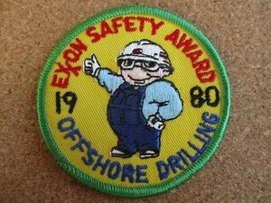 80s EXXON SAFETY AWARD 1980 ExxonMobil エクソン ビンテージ 刺繍ワッペン /ガソリン キャラクター ギャグ ジョーク アメリカ USA パッチ