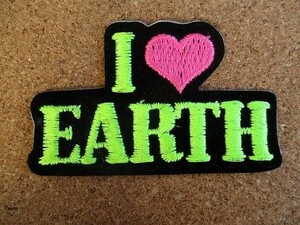 90s i love earth 地球 エコ ハート ビンテージ 刺繍 ワッペン /環境 エコロジー ボランティア アメリカ USA パッチ