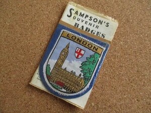 60s 台紙付・SIMPSONS SOUVENIR BADGE『LONDON』ロンドン イギリス観光地ビンテージ ワッペン パッチ /Voyager 旅行 観光 土産