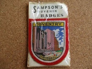 60s 台紙付・SIMPSONS SOUVENIR BADGE『COVENTRY』コヴェントリー イングランド 観光地ビンテージ ワッペン パッチ/Voyager 旅行 観光 土産