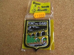 80s PONT DU GARD ポン・デュ・ガール ガール橋 フランス ビンテージ刺繍ワッペン/ローマVoyager 旅行 観光 土産 花 カスタム