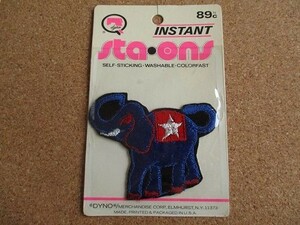 80s STA ONS ゾウ ぞう 象 サーカス ビンテージ 刺繍 ワッペン パッチ/ USA アメカジ かわいい 昭和レトロ 雑貨 アメリカ デッドストック