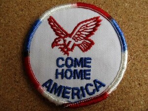 80s COME HOME AMERICA USA イーグル 鷹 刺繍ワッペン ビンテージ / ジョーク パロディ スケートアメリカ パッチ