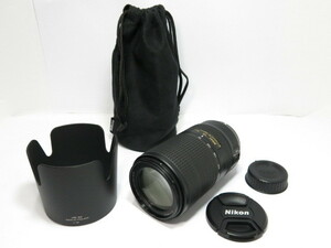 美品 Nikon AF-P 70-300mm F4.5-5.6 E ED VR レンズ HB-82 純正フード 純正ポーチ付 ニコン [管NI734]