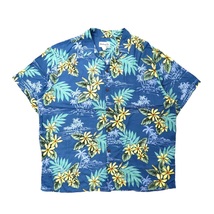BISHOP ST. APPAREL アロハシャツ XL ネイビー ボタニカル柄 ビッグサイズ ハワイ製_画像1