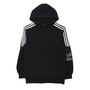 ADIDAS ORIGINALS パーカー S ブラック トレフォイルロゴ OUTLINE HOODIE