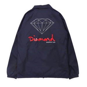 DIAMOND SUPPLY CO. コーチジャケット M ネイビー ナイロン バックロゴプリント