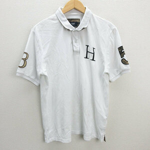 z# Beams /BEAMS HEART polo-shirt with short sleeves deer. .[XL] white /men's/38[ used ]