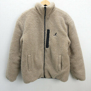 k# Kangol /KANGOL boa fleece jacket / reversible [M] beige navy blue /MENS#159[ used ]