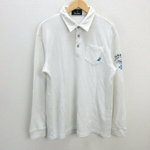z# Paradiso /PARADISO рубашка-поло с длинным рукавом Golf одежда окантовка [L] незначительный пепел белый /men's/68[ б/у ]#
