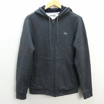 z■ラコステ/ LACOSTE フルジップパーカ 裏起毛【USA/M】灰/men's/72【中古】_画像1