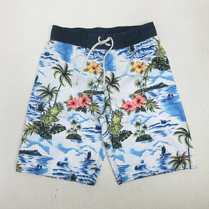 s# Billabong /Billabong total pattern short pants / surf pants / swimsuit [M] white light blue series /MENS/106[ used ]