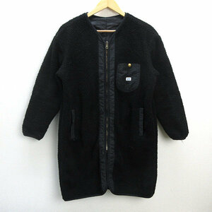 k■リー/Ｌee LT9067 ボアリバーシブルロングコート BOA COAT【S】黒/LADIES■166【中古】