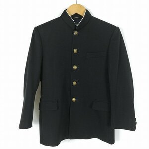 学生服 学ラン 155A 男子 カンコー Dry Wash 上着 ウール混 標準型学生服 ラウンドカラー カシドス 黒 中古 ランクB a3 JJ5024