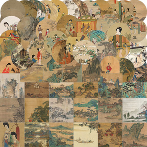 山水画　絵画　中国の絵画　古代中国　中華文明　歴史　コレクション　シール　ステッカー60枚S