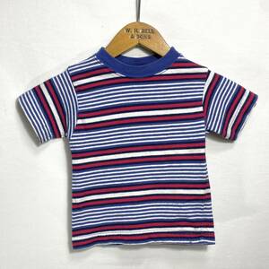 ■ 子供用 ビンテージ USA製 CHEROKEE デザイン ボーダー柄 半袖 Tシャツ 2T アメカジ ブルー レッド ホワイト ■