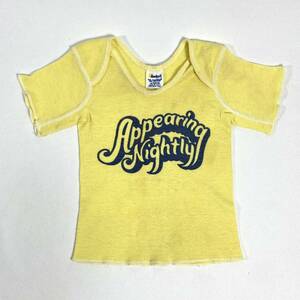 # baby Vintage USA made devknit illustration short sleeves T-shirt 12MOS yellow American Casual girl #