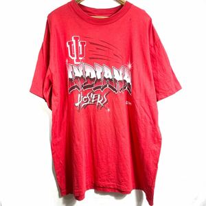 ■ 90s 90年代 USA製 ビンテージ SALEM INDIANA HOOSIERS フージャーズ シングルステッチ Tシャツ XL 赤 カレッジ インディアナ大学 ■