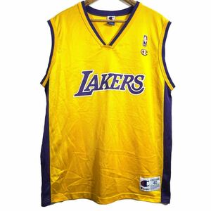 ■ 90s 90年代 ビンテージ Champion チャンピオン NBA Los Angeles Lakers レイカーズ バスケ ユニフォーム タンクトップ M ストリート ■