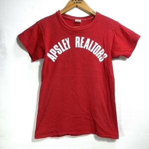 ■ BOYS用 60s - 70s ビンテージ USA製 RUSSELL ラッセル ” APSLEY REALTORS ” アーチロゴ シングルステッチ Tシャツ レッド アメカジ ■