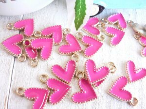  charm Heart pink 10 piece insertion (#2827) handicrafts parts handmade materials 