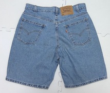 90s USA製 Levi's 550 RELAXED FIT デニム ショーツ 青 W34 ジッパーフライ ハーフパンツ リーバイス 1990年代 アメリカ製_画像2