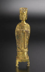 明 铜鎏金文官立像 中国 古美術