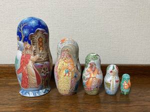 Art hand Auction Russian Goods☆ Tsar Saltan Folktale Matryoshka (5P) by Olga, based on Pushkin's original, Handmade items, interior, miscellaneous goods, ornament, object