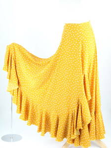 [ free shipping ][ beautiful goods flamenco costume ] mustard × polka dot CANELA PURAfaruda on a grand scale spread hem SEVILLA MAGNA skirt tango 