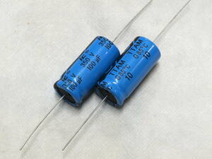 即決 CDE (Illinois Capacitor) 100uF 350V 85℃ TTA 2本 アキシャルリード 電解コンデンサー