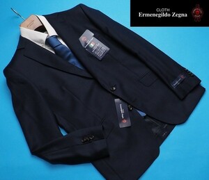 新品12.9万円 大手百貨店扱い 春夏『Ermenegildo Zegna ゼニア SHANG 伊製生地』シルク混ウール ホップサック ジャケットA4紺(B) 3551270