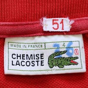 ★70s フランス製 CHEMISE LACOSTE ラコステ ワンポイント コットン 鹿の子 ポロシャツ 赤 4★103 ビンテージ フレンチ ユーロの画像4