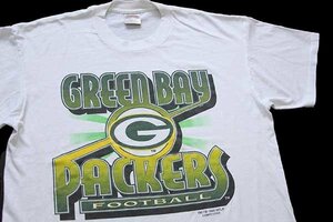 ★90s NFL GREEN BAY PACKERS Tシャツ 白 XL★オールド アメフト フットボール スポーツ ビッグロゴ パッカーズ オーバーサイズ