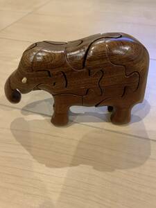 象　ゾウの組木　パズル　立体パズル　木製