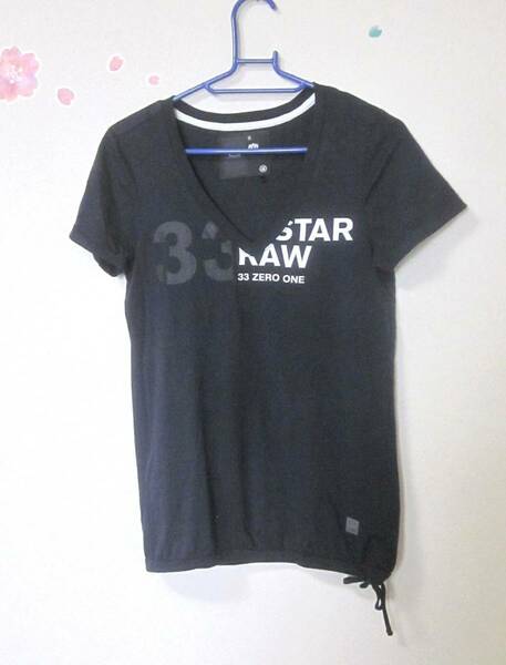 G-STAR RAW DENIM 半袖 Tシャツ レディースS 丈長め 紺ネイビー 薄手 33 ZERO ONE ジースター Gスター 半T 6186