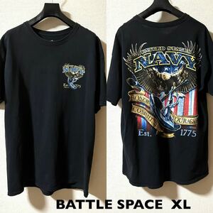 ダボッとXLサイズ！バトルスペースU.S.NAVY古着ミリタリーTシャツ battle space