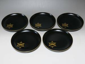 輪島塗　黒漆器　金彩　星扇文　六寸皿5枚　和食器　懐石料理　品の良い上質な塗り　大正時代