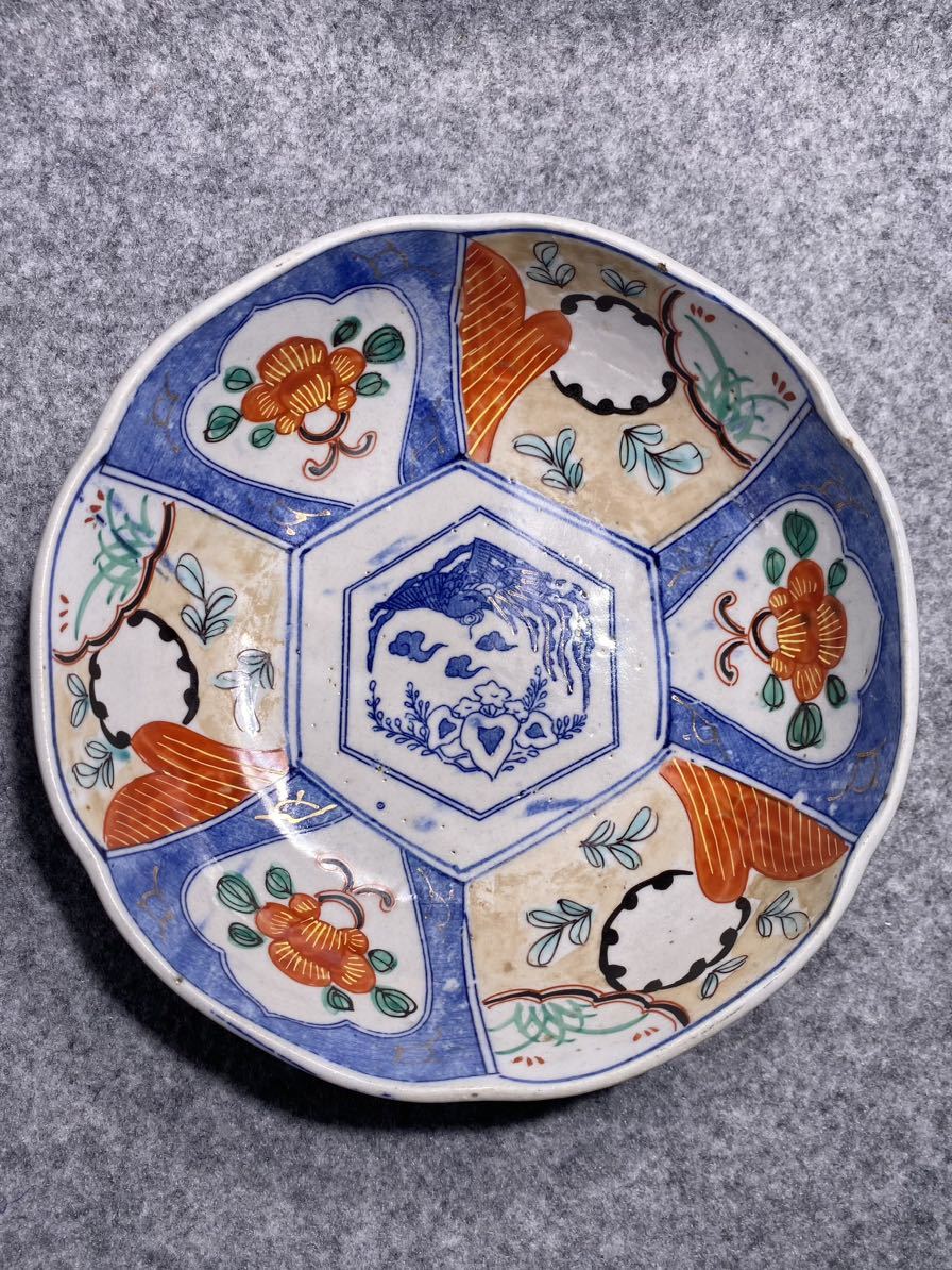 明治時代鳥龍雲染付絵付深皿18.5cm 磁器陶器骨董明治器皿中皿ドラゴン