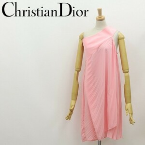  domestic regular goods *Christian Dior Christian Dior silk 100% pleat side tuck one shoulder One-piece pink 44