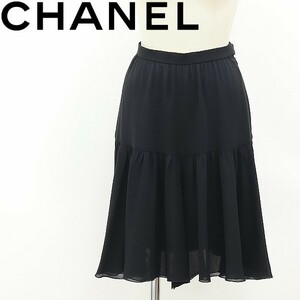  Vintage *CHANEL Chanel шелк 100%gya The - flair юбка-брюки брюки чёрный черный 34 внутренний стандартный товар 