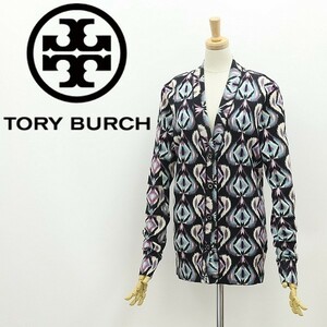 ◆TORY BURCH トリーバーチ 総柄 ウール ニット カーディガン L