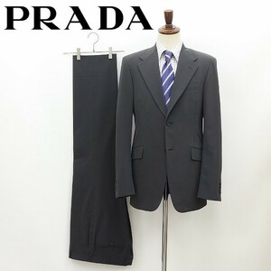 国内正規品◆PRADA プラダ ストレッチ 2釦 セットアップ スーツ チャコールグレー 46