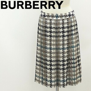 国内正規品◆BURBERRY LONDON バーバリーロンドン シルク 総柄 プリーツ スカート 36