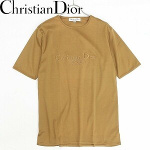 ヴィンテージ◆Christian Dior クリスチャンディオール ロゴ刺繍 コットン Tシャツ ブラウン M